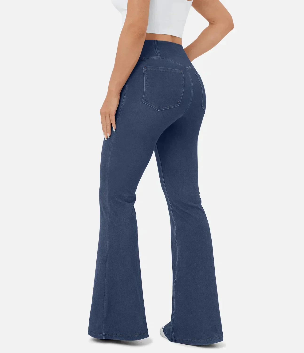 High-Waisted Flared Jeans with Crisscross Waist for Women