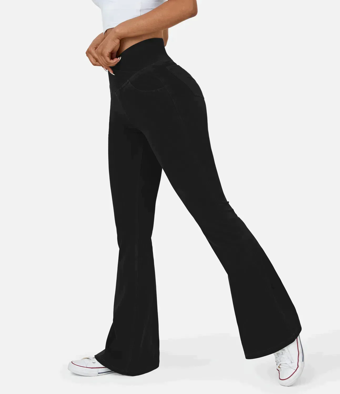 High-Waisted Flared Jeans with Crisscross Waist for Women