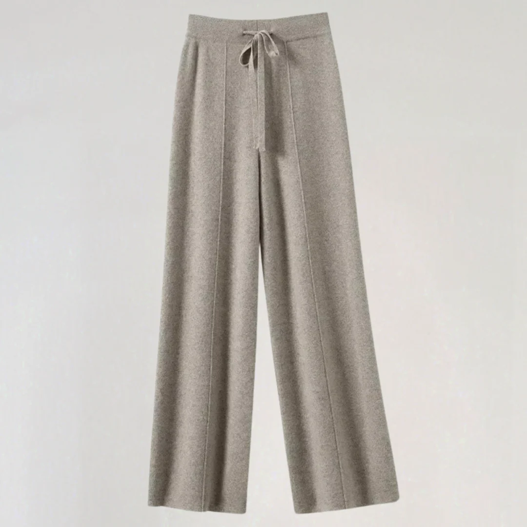 Wide-Leg Knit Pants with High Waist for Women