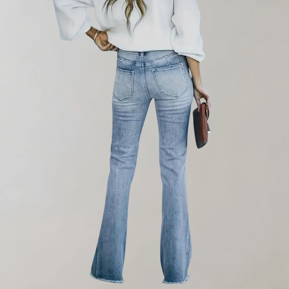 Light Blue High-Rise Bootcut Flared Jeans for Women