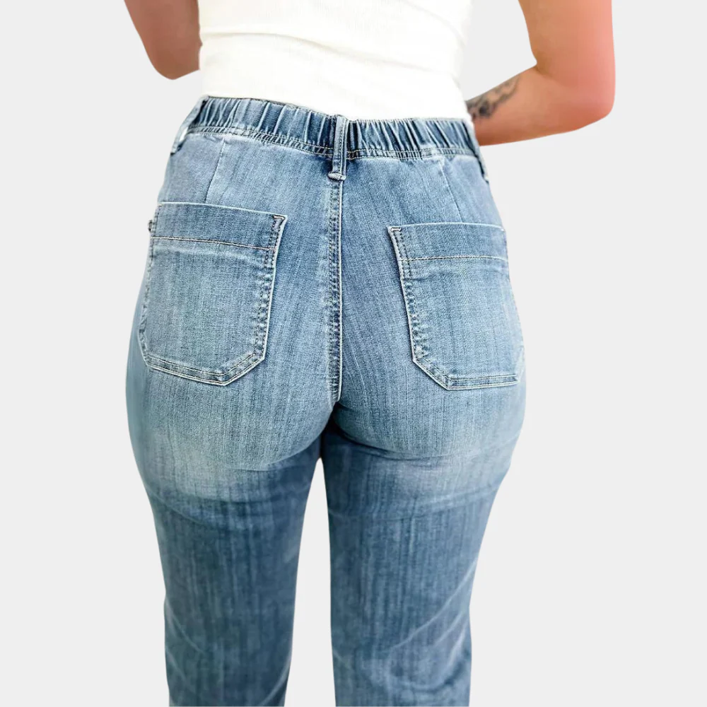 Straight-Leg High-Waisted Drawstring Jeans for Women