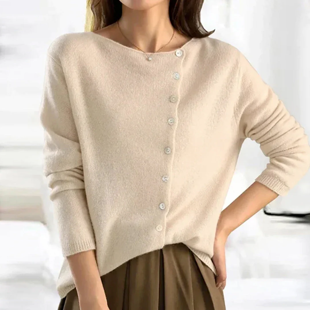 Asymmetrical Button Knit Cardigan for Women