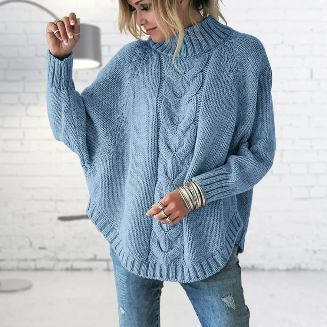 Cable Knit Funnel Collar Jumper for Women