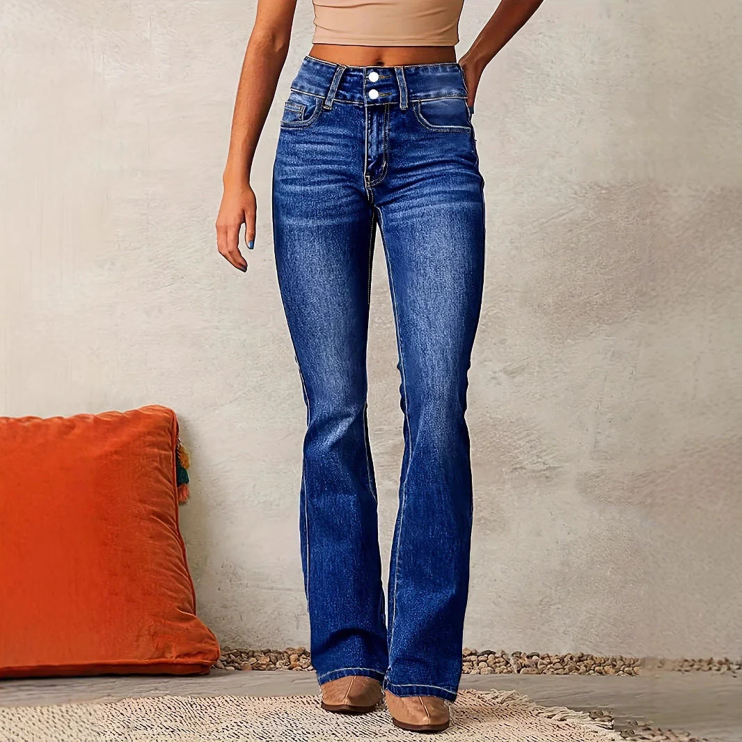 High-Waisted Stretch Flared Jeans for Women