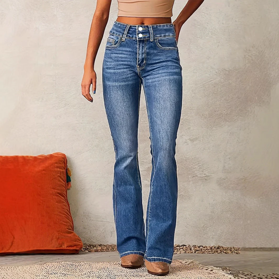 High-Waisted Stretch Flared Jeans for Women