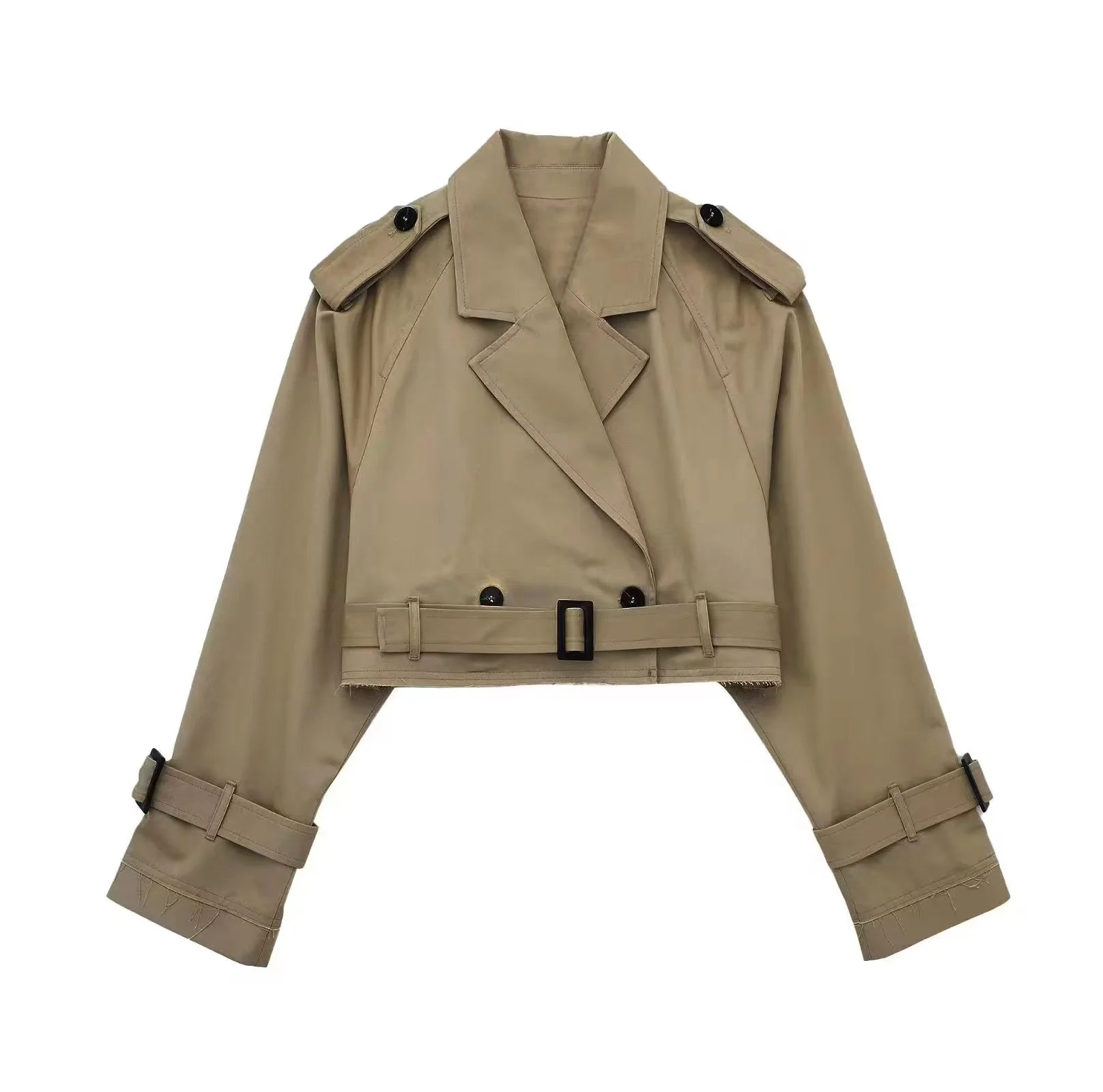 Women’s Crop Trench Coat Belted Fit