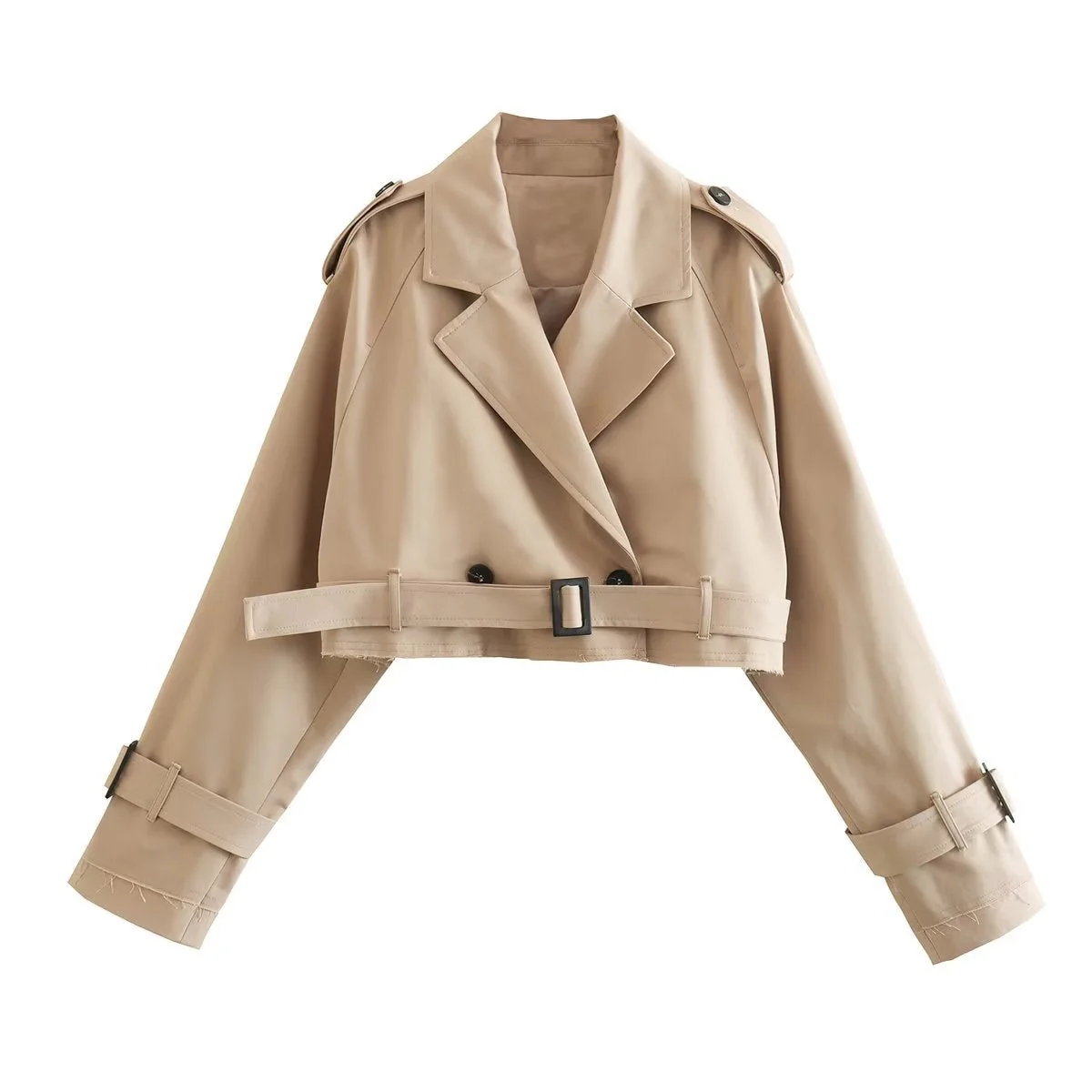 Women’s Crop Trench Coat Belted Fit