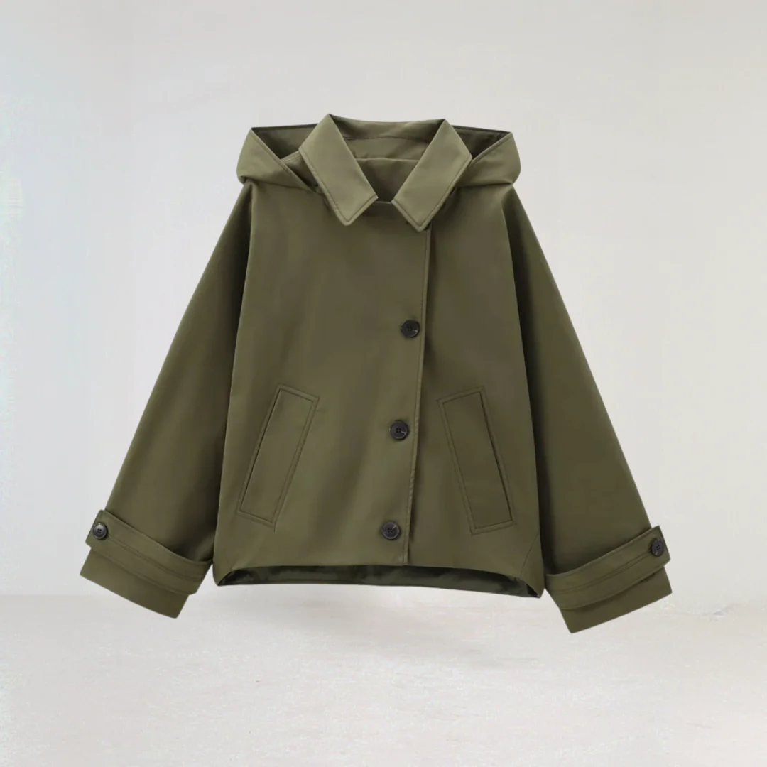 Hooded Short Trench Coat for Women