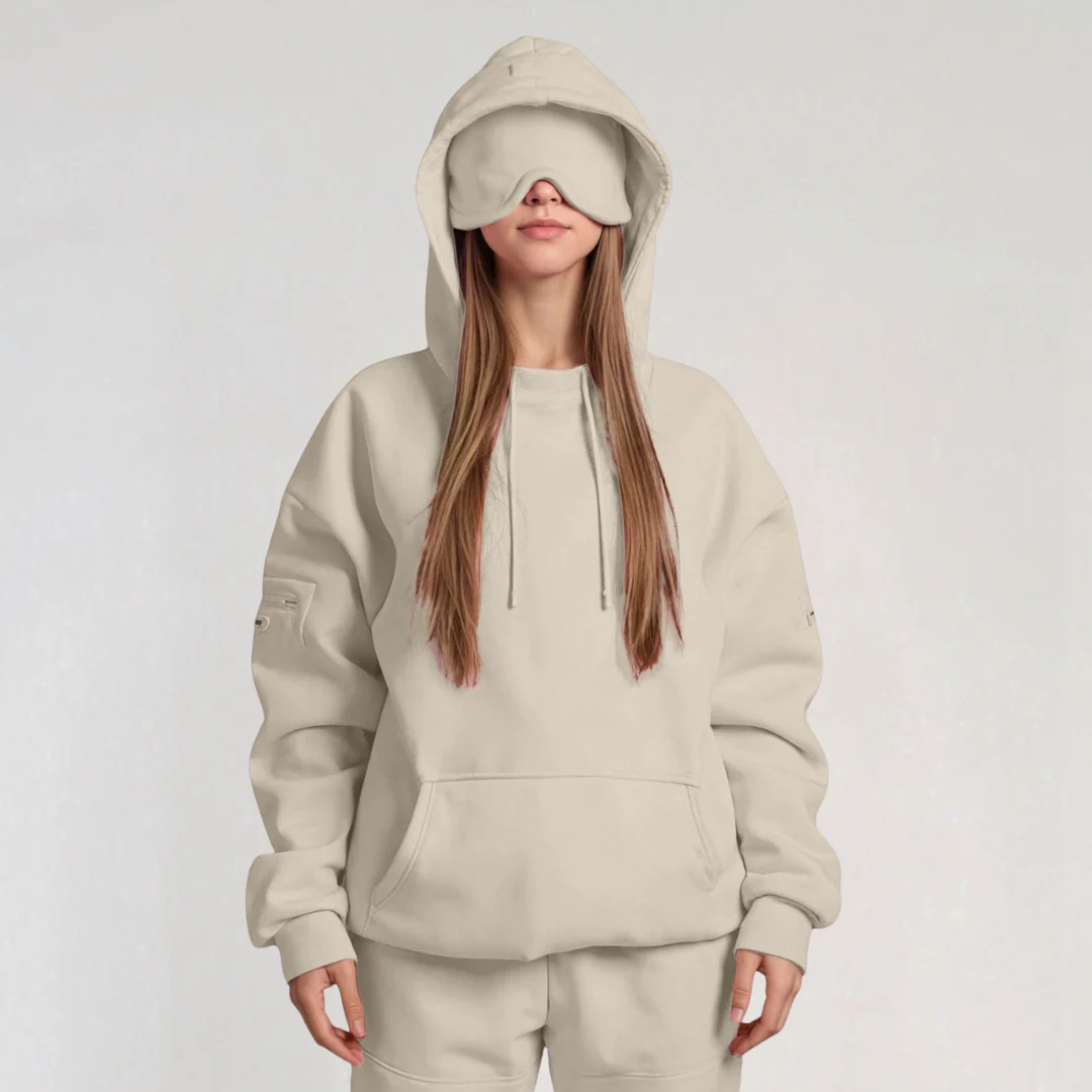 Oversized Hoodie with Eye Mask for Women