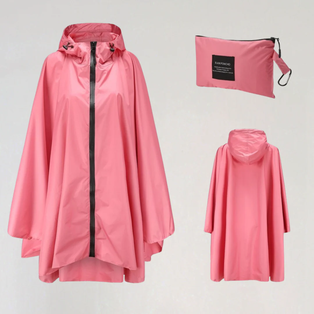 Packable Travel Raincoat with Hood for Women