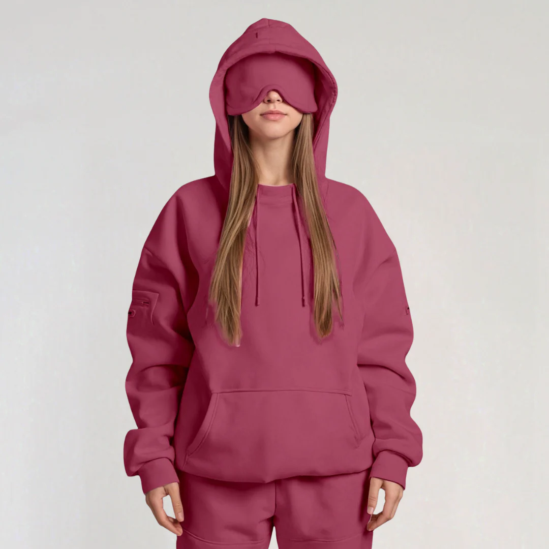 Oversized Hoodie with Eye Mask for Women