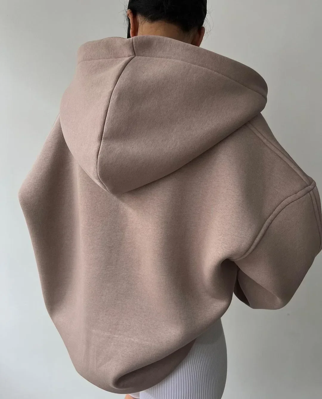 Women’s Oversized Pullover Hoodie with Open V-Neck Collar
