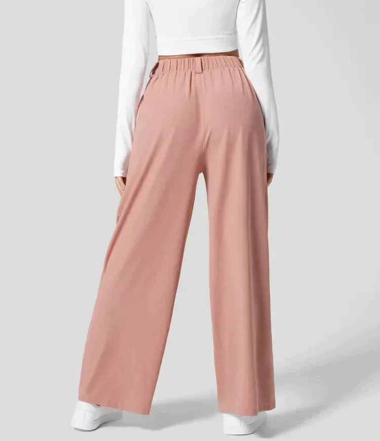High-Waisted Wide Leg Pleated Work Trousers for Women