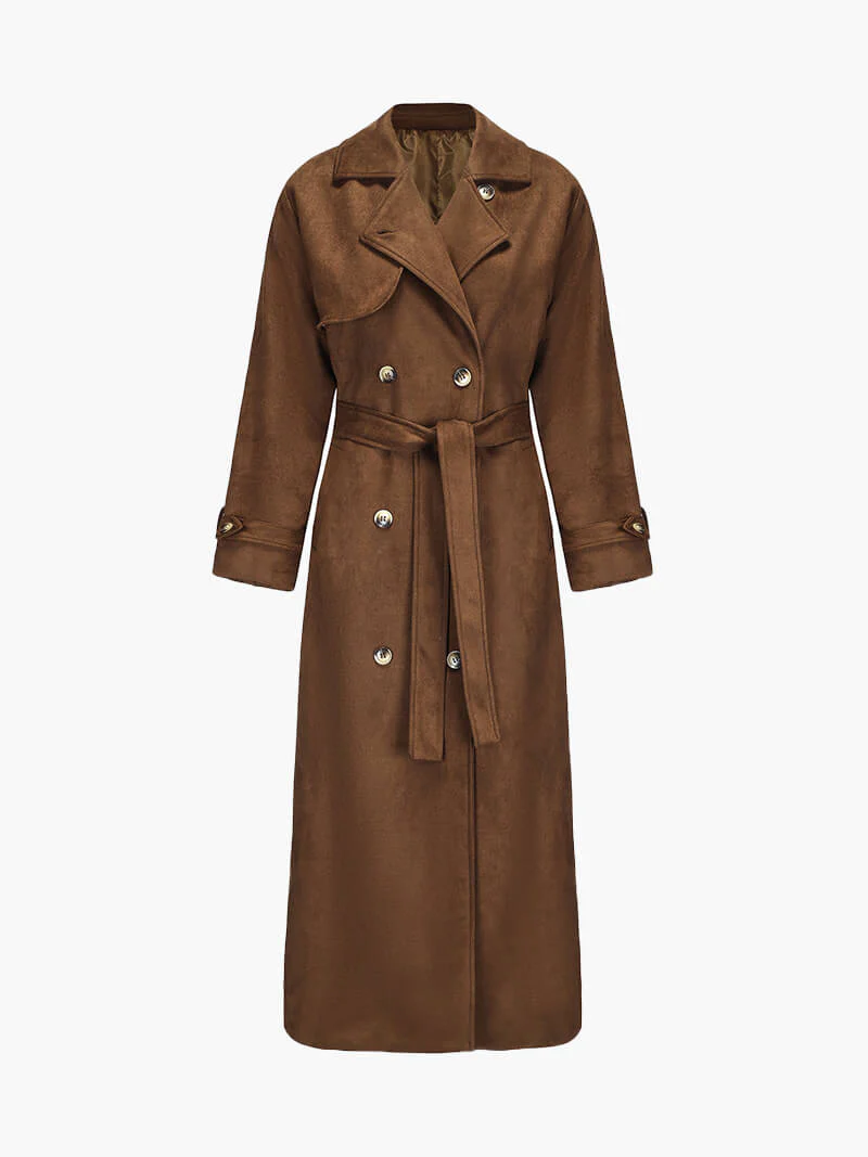 Long Trench Coat with Belt for Women