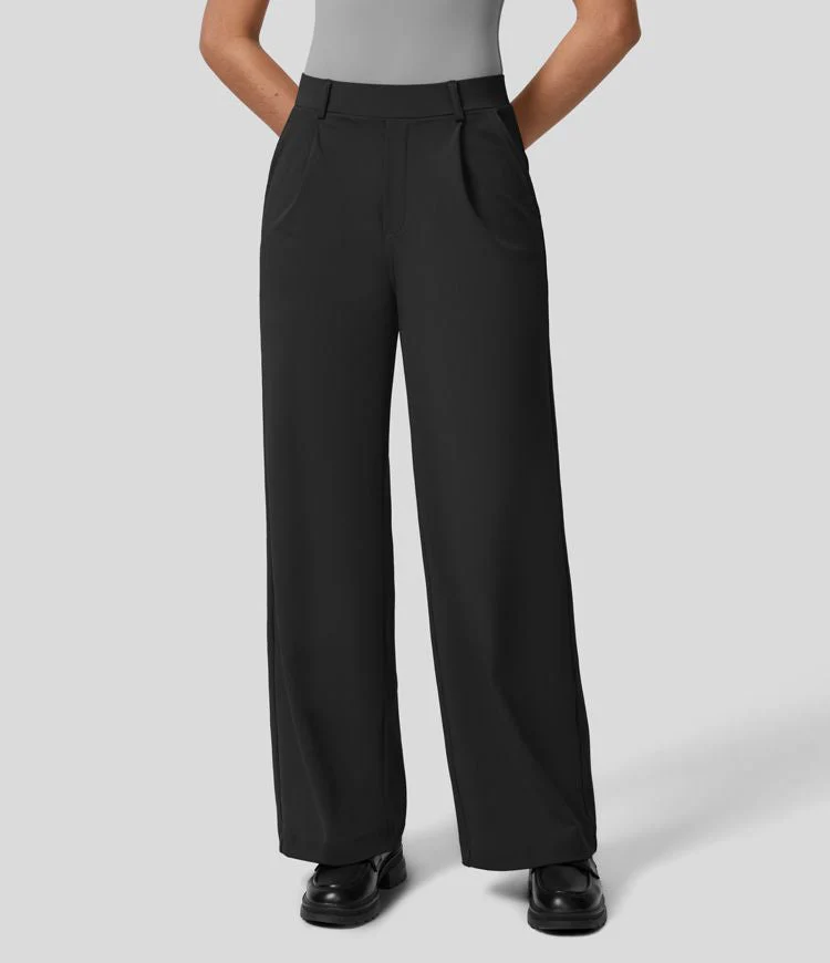 High-Waisted Wide Leg Work Trousers for Women