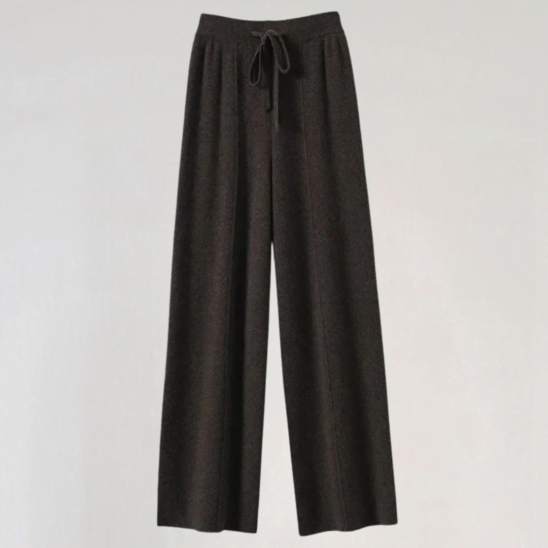 Wide-Leg Knit Pants with High Waist for Women