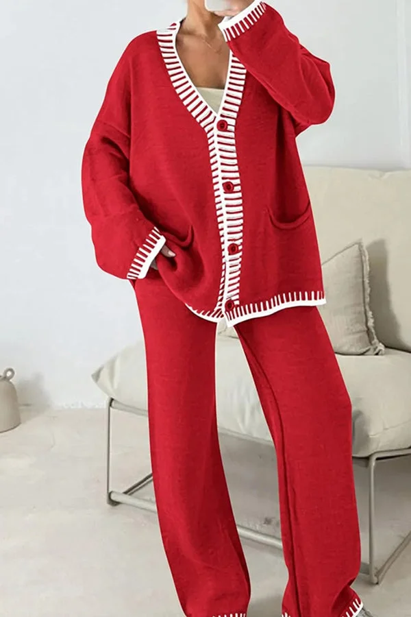 Co-ord Loungewear Set with Button Cardigan Top for Women