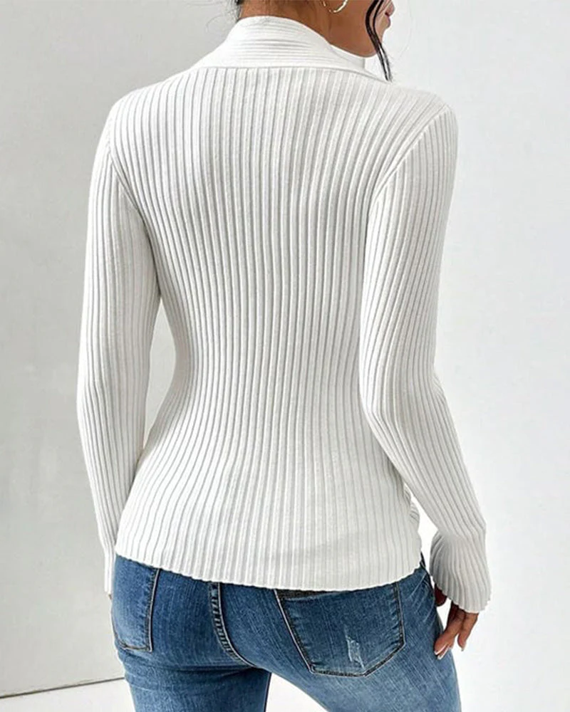 Twist Front Ribbed Sweater for Women