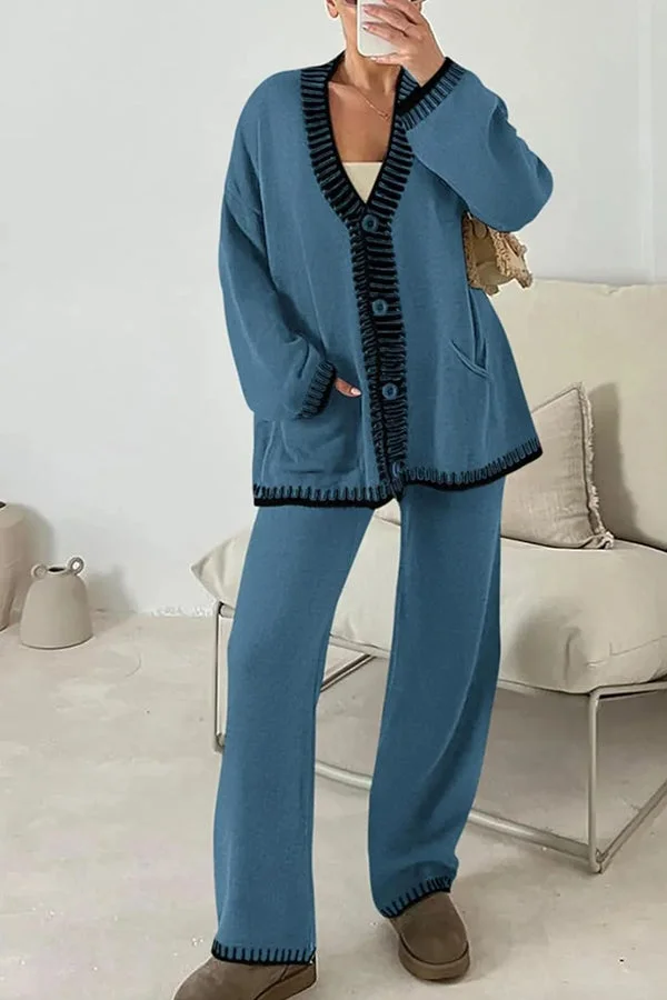 Co-ord Loungewear Set with Button Cardigan Top for Women