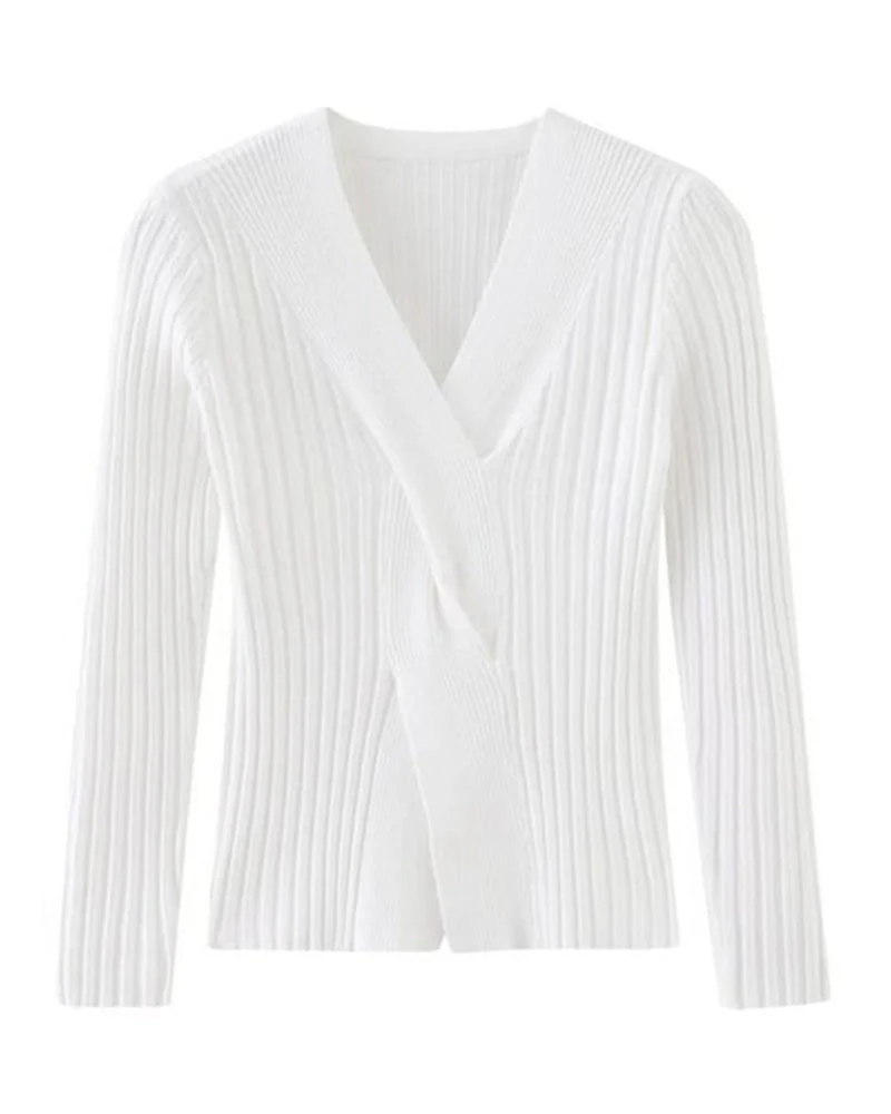 Twist Front Ribbed Sweater for Women