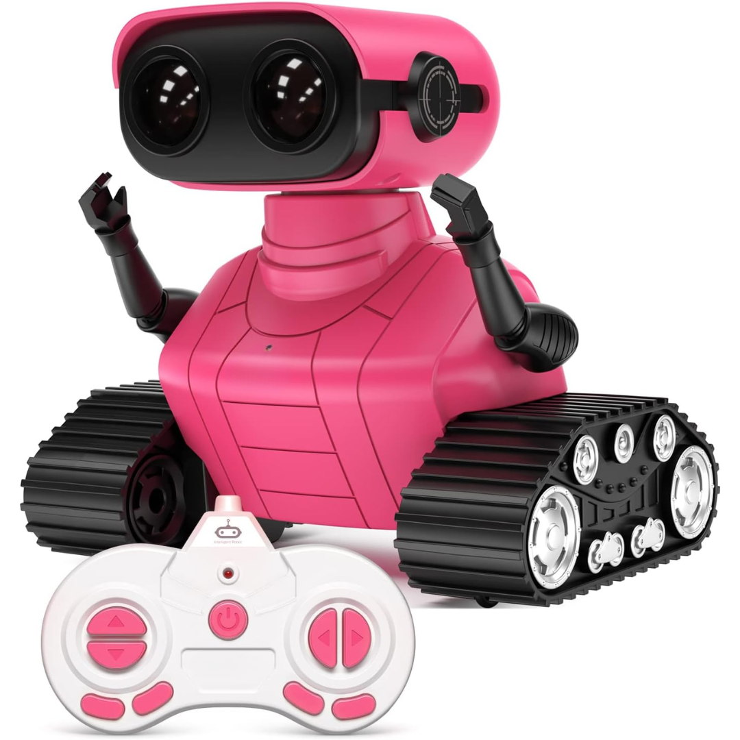 LED RC Robot Toy with Walkie Talkie, Music, and Programmable Actions