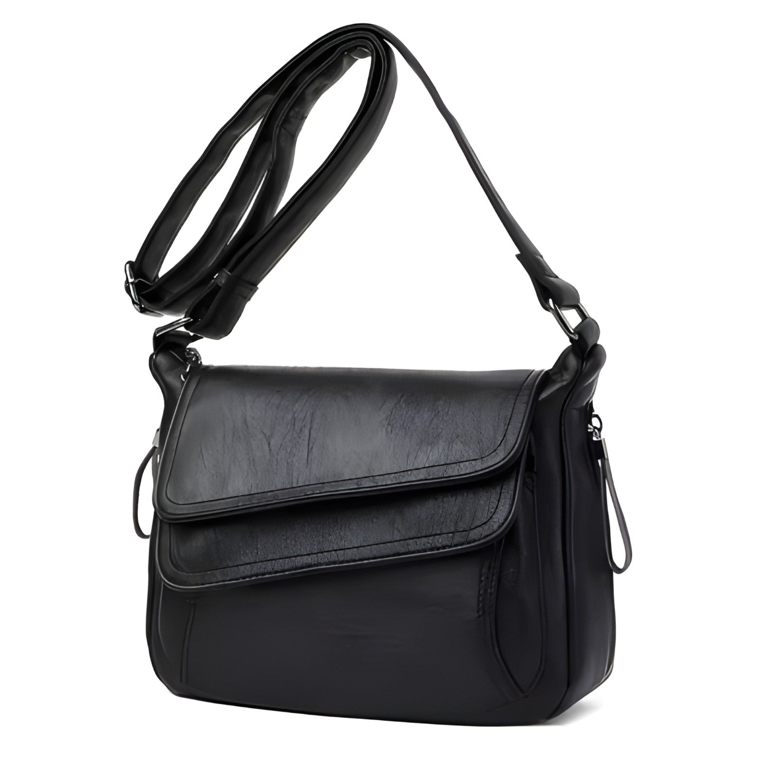 Double Flap Leather Crossbody Bag | Vegan Leather with Adjustable Strap