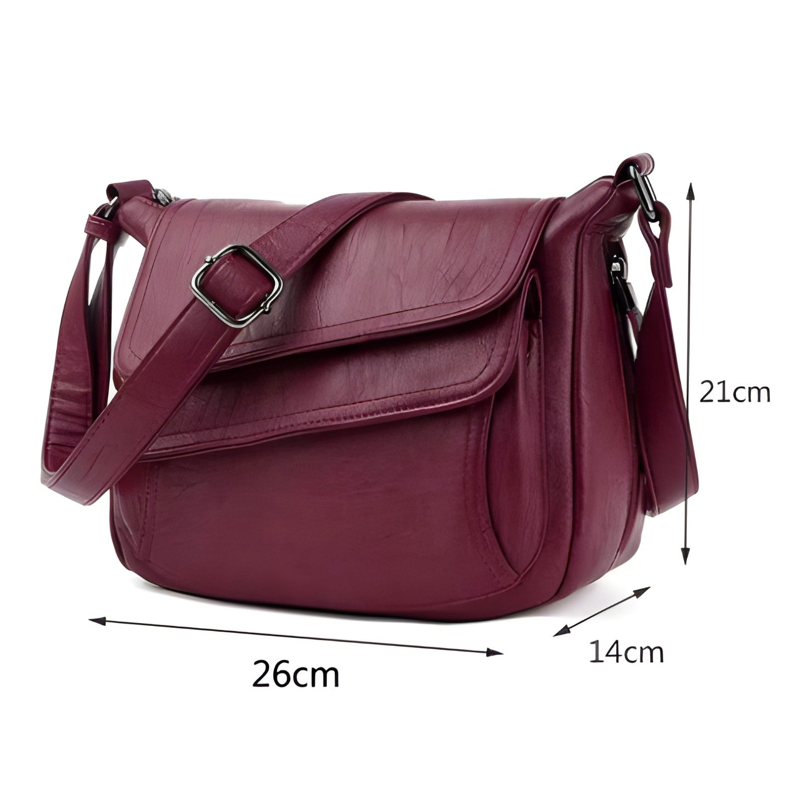 Double Flap Leather Crossbody Bag | Vegan Leather with Adjustable Strap