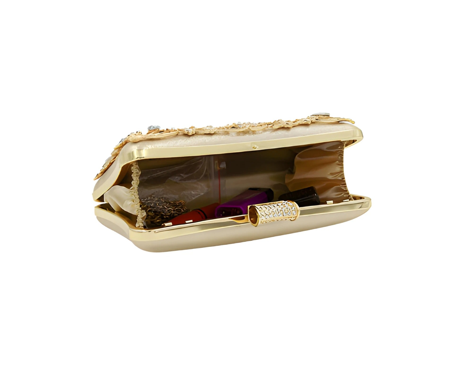 Embroidered Box Clutch Bag | Rhinestone Detail