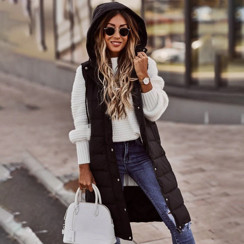 Hooded Zip Puffer Vest for Women