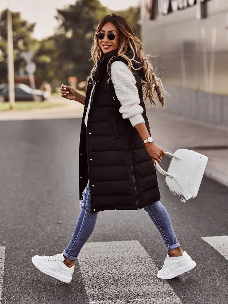 Hooded Zip Puffer Vest for Women