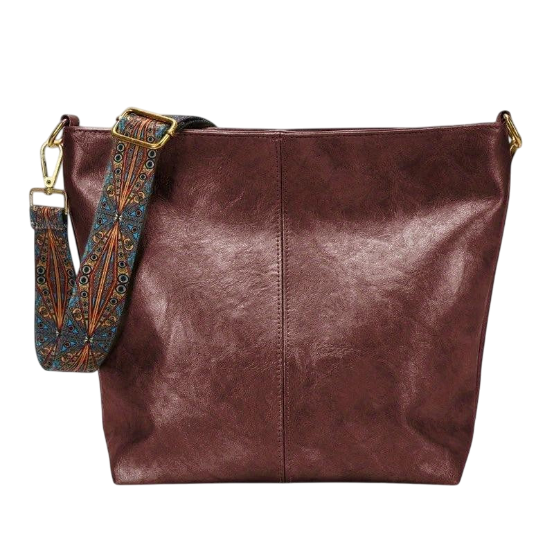 Large Boho Shoulder Bag | Vintage Stitching with Adjustable Strap