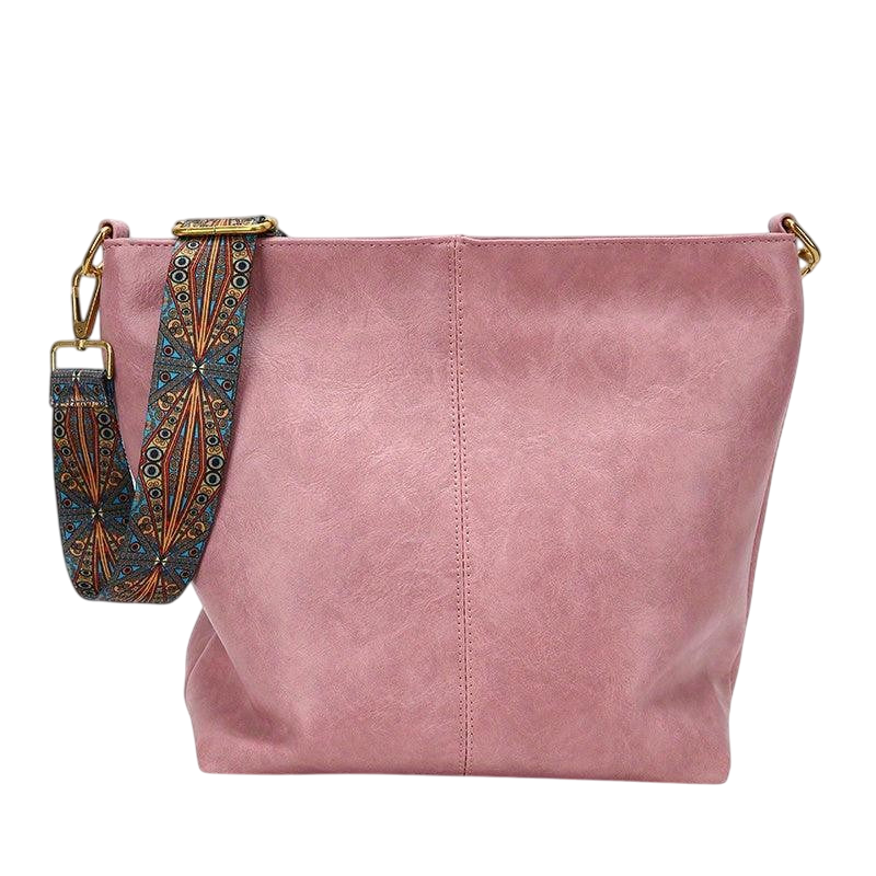 Large Boho Shoulder Bag | Vintage Stitching with Adjustable Strap