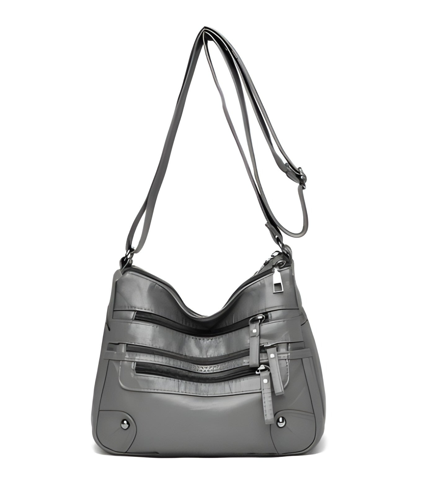 Multi Zipper Pocket Crossbody Bag | Vegan Leather with Adjustable Strap