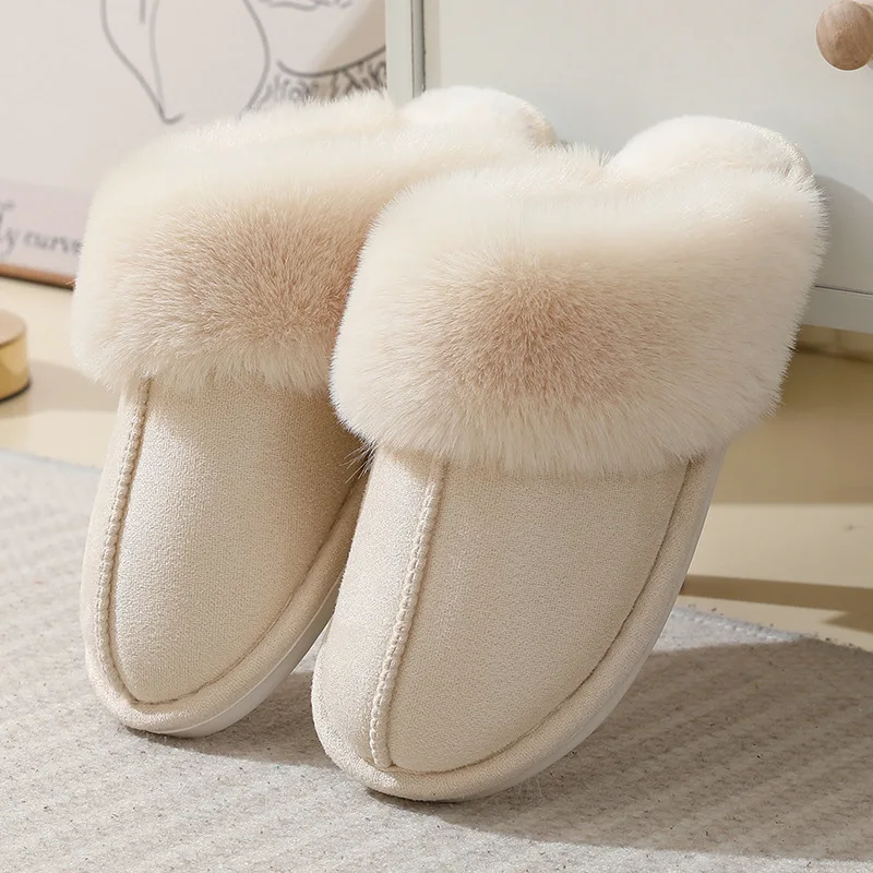 Plush Indoor Slip-On Slippers for Women