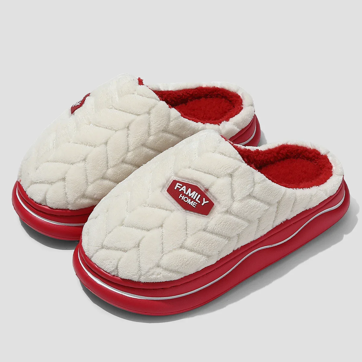 Quilted Indoor Slippers with Plush Lining and Thick Sole for Women