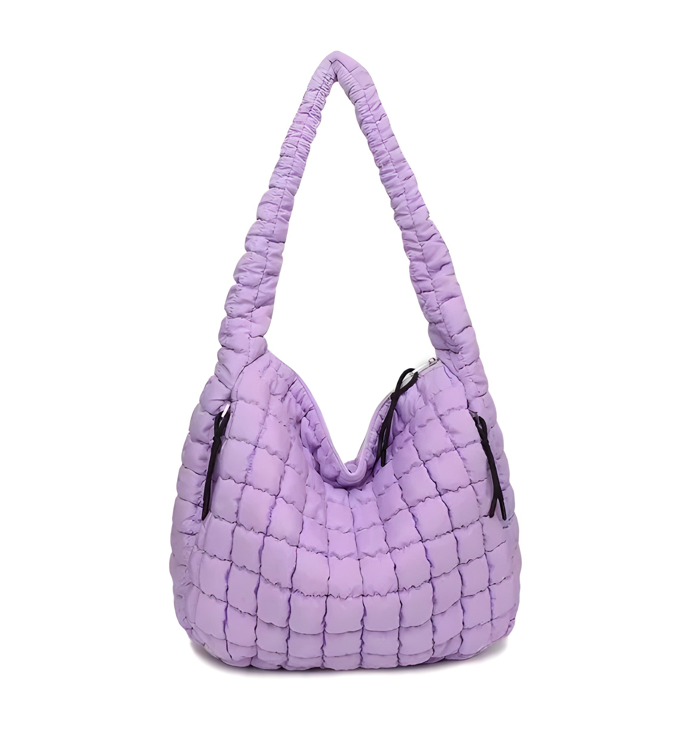 Ruffled Quilted Puffer Bag | Crossbody Style with Magnetic Closure