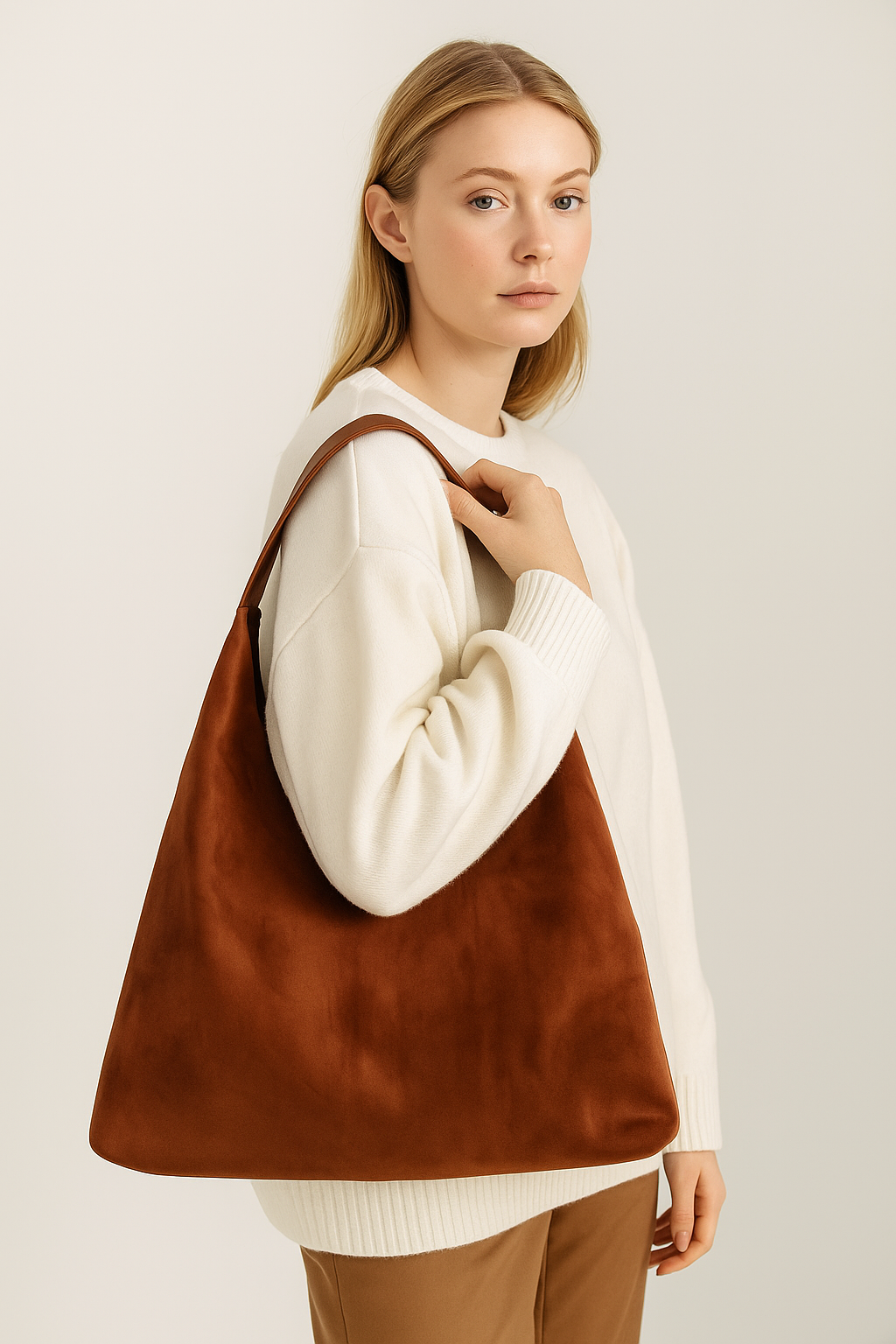 Suede Shoulder Bag | Sleek Blend with Organised Interior