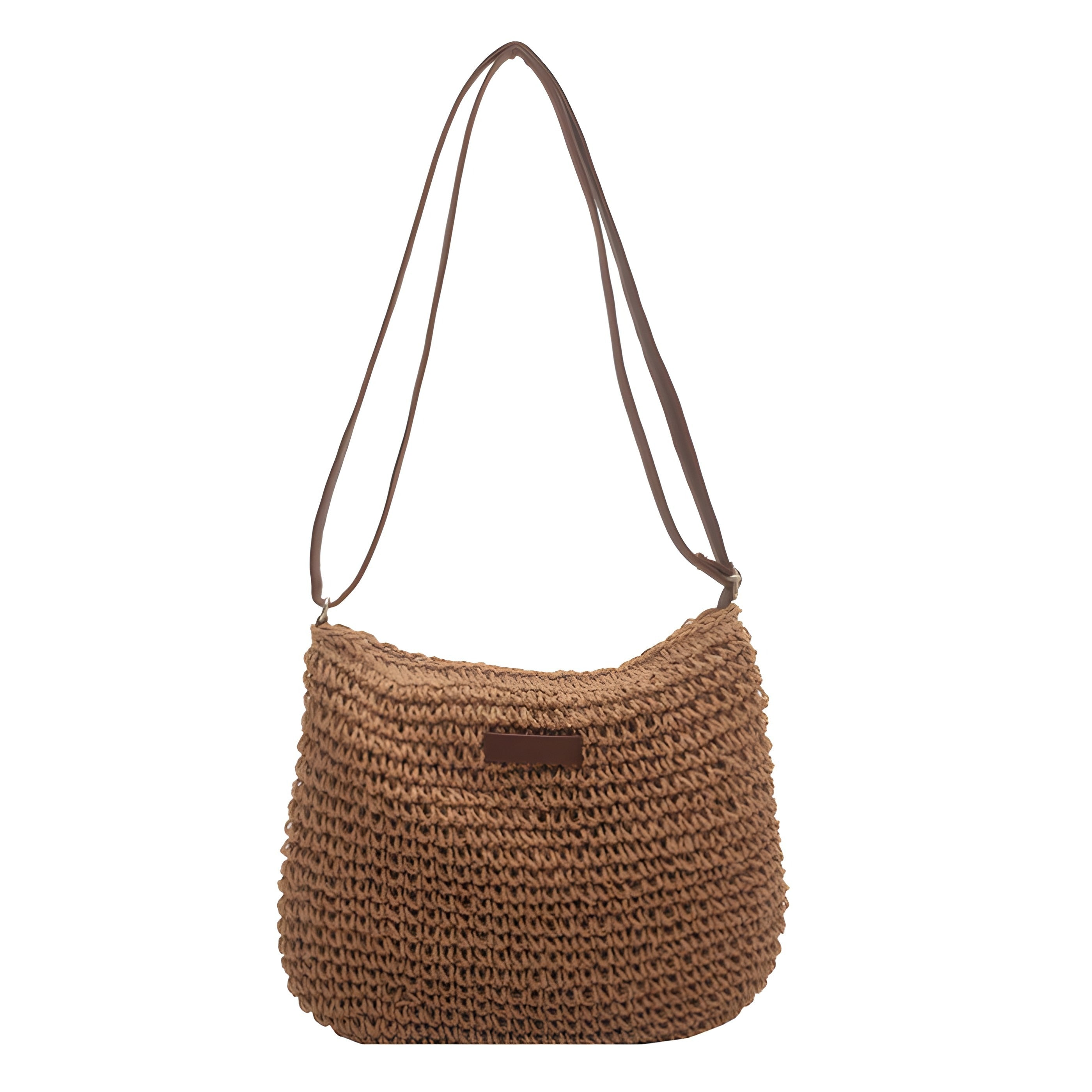 Straw Wicker Crossbody Bag | Boho Weave with Secure Closure