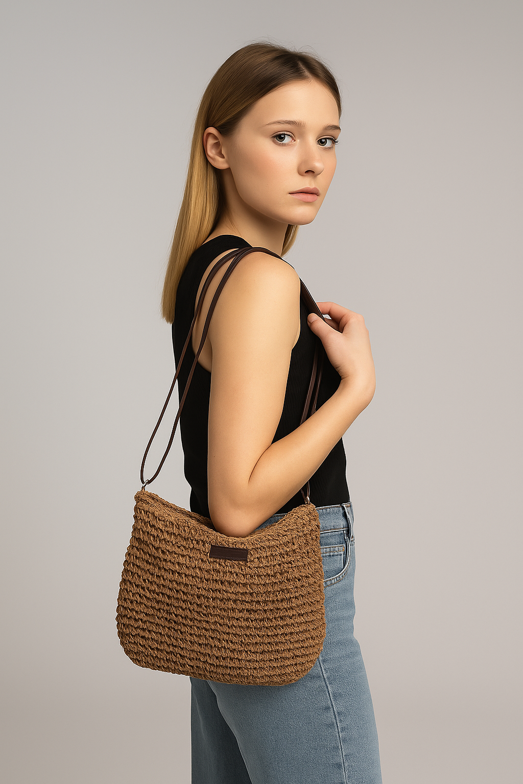 Straw Wicker Crossbody Bag | Boho Weave with Secure Closure