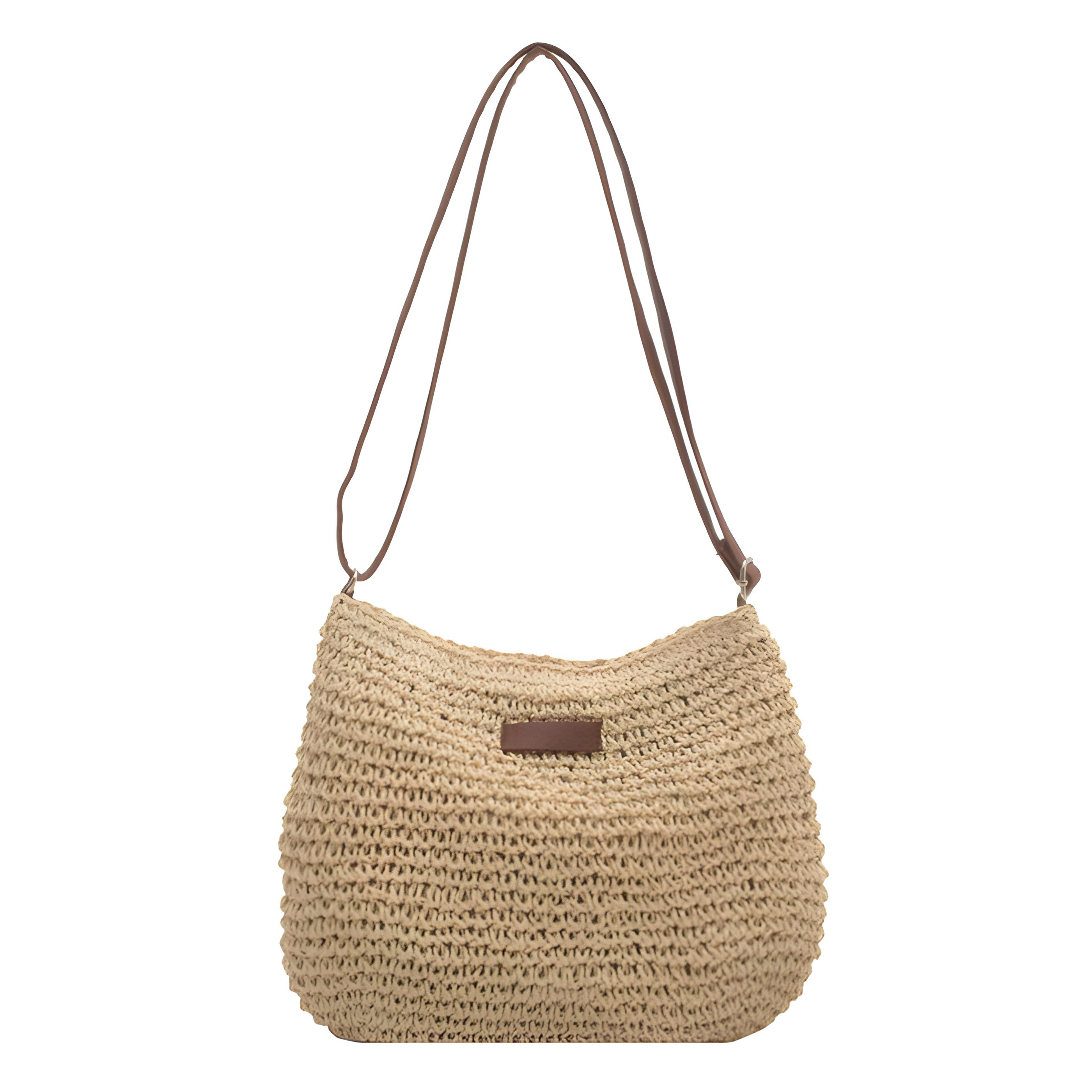 Straw Wicker Crossbody Bag | Boho Weave with Secure Closure