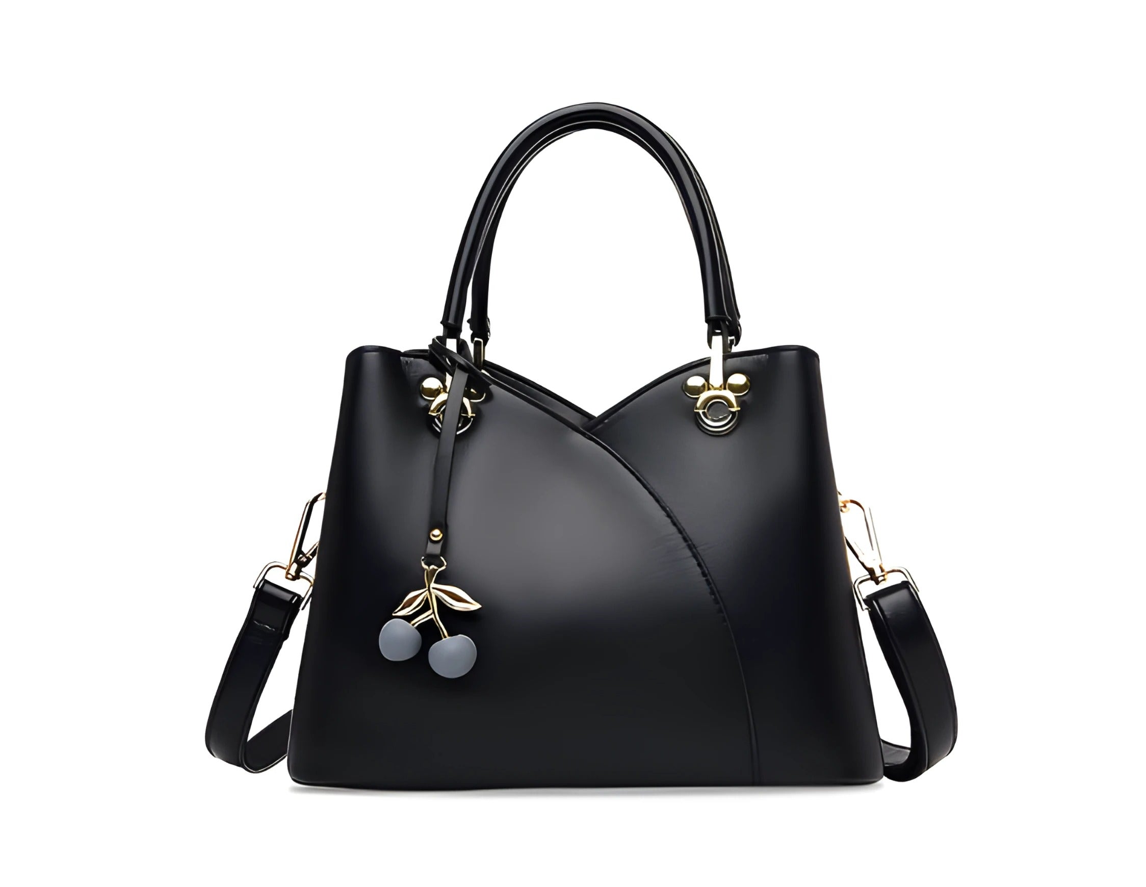 Top Zip Shoulder Bag | Cherry Accent with Convertible Strap