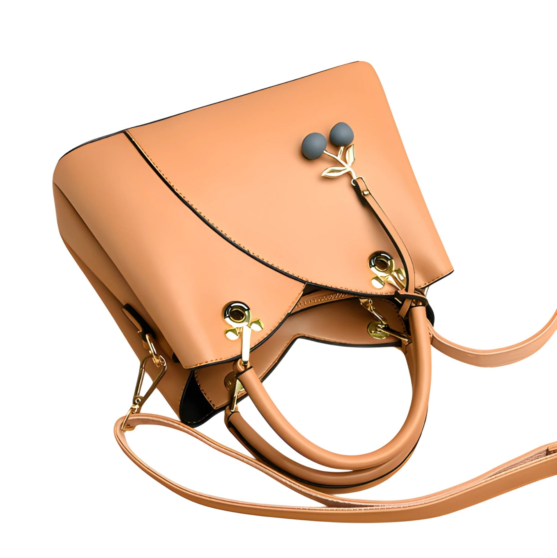 Top Zip Shoulder Bag | Cherry Accent with Convertible Strap