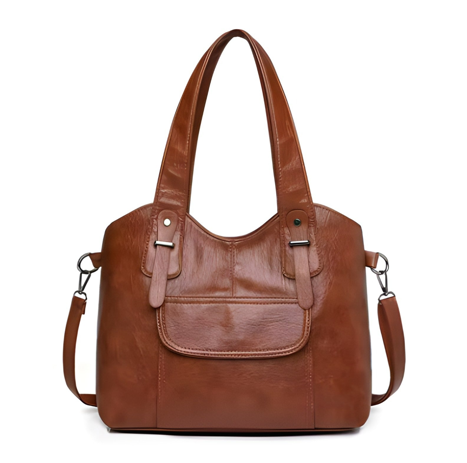 Vegan Leather Shoulder Bag | Adjustable Strap with Large Front Pocket