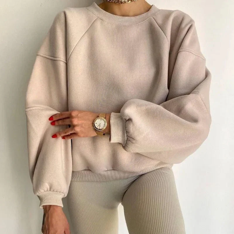 Women’s Loose Fit Jumper with Round Neck and Balloon Sleeves