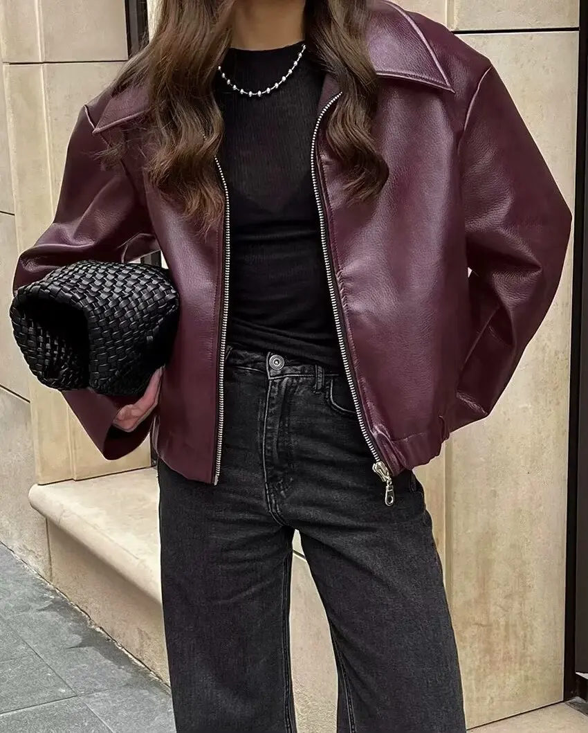 Women’s Zip-Front Jacket with Lapel Collar