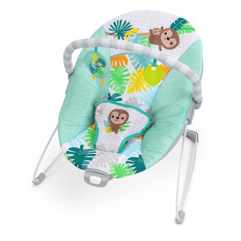 Foldable Baby Bouncer with Deep Supportive Seat, Vibration, and 2 Toys