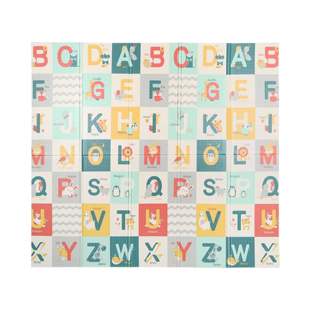 Foldable Baby Play Mat Waterproof Reversible Letters Numbers Foam