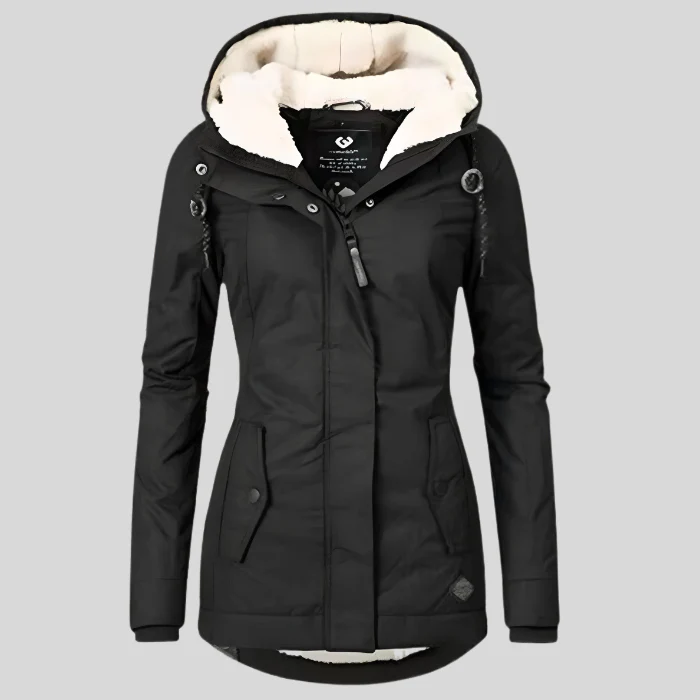 Women’s Rain Jacket with Hood and Extended Back Hem