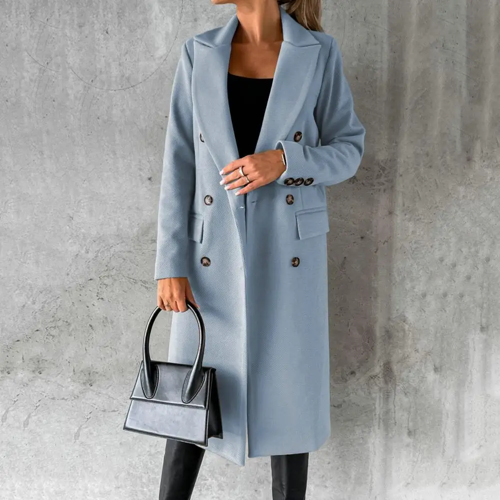 Women’s Long Trench Coat with Button Cuffs and Waist Tie
