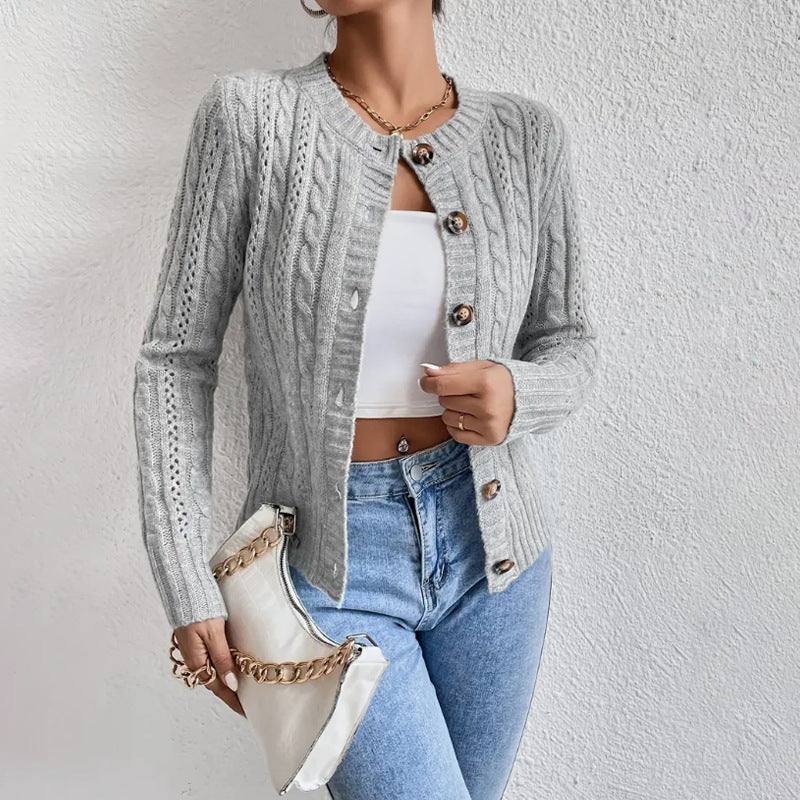 Cable Knit Button Cardigan for Women